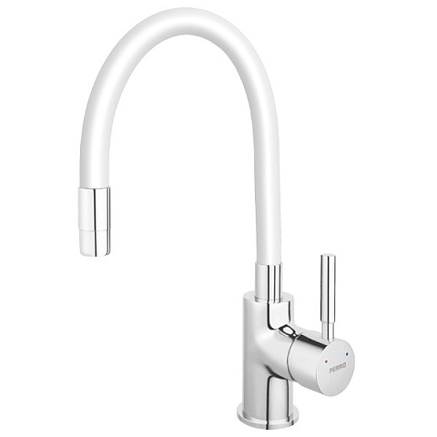 Смеситель для кухни FERRO ZUMBA BZA4W (белый) (гибкий излив) - фото