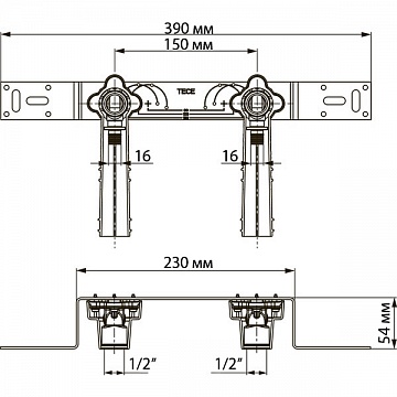 Монтажный комплект для смесителя ВР 90° TECE Flex d16-1/2'' (765130) - фото