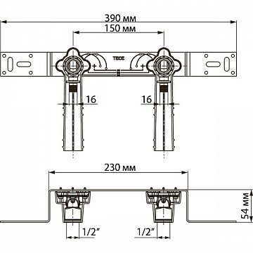 Монтажный комплект для смесителя ВР 90° TECE Flex d16-1/2'' (765130) - фото