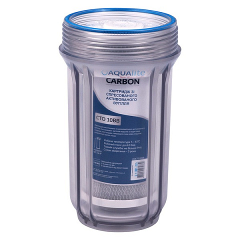 Картридж с прессованным активированным углем Aqualite CTO10BB Ø107x250мм 45°C - фото