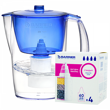 Фільтр глечик Бар'єр Лайт синій (глечик + 5 картриджів) - фото