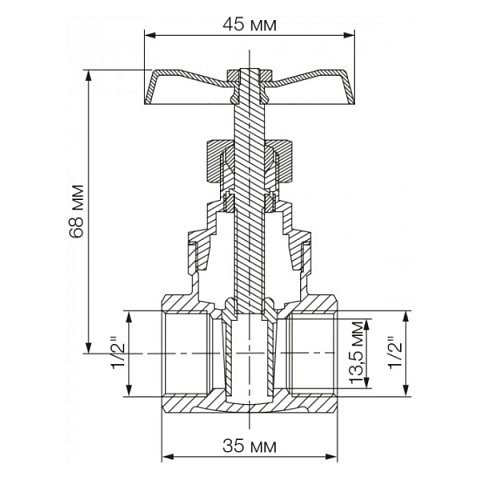 Засувка латунна Bonomi 1/2'' ВВ PN10 +80°C 52300004 - фото