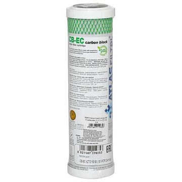 Картридж со спрессованным углем Atlas Filtri CB-EC CTO 10'' SX 10mcr 45°C RE5395109 (очистка от хлора и органических загрязнений) - фото