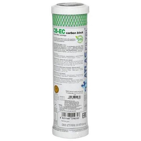 Картридж со спрессованным углем Atlas Filtri CB-EC CTO 10'' SX 10mcr 45°C RE5395109 (очистка от хлора и органических загрязнений) - фото