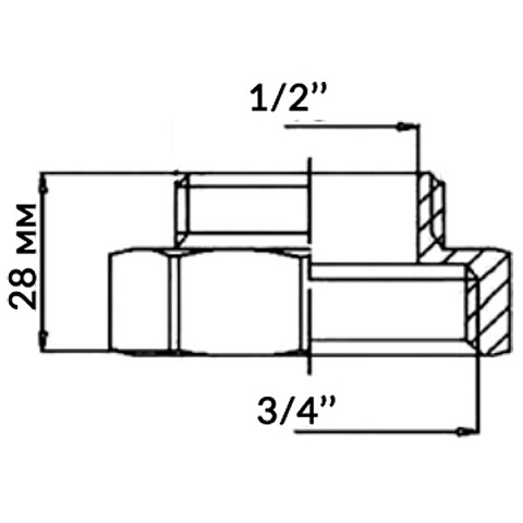 Муфта редукционная General Fittings 3/4''ВР-1/2''НР - фото