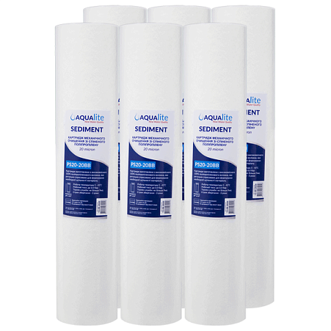 Картридж полипропиленовый Aqualite PS20M20BB Ø107x506мм 20mcr 45°C (очистка от механических примесей) (упаковка 6шт) - фото