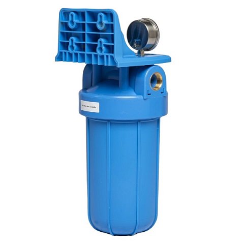 Магистральный фильтр для воды Aquafilter FH10B1-B-WB G1'' (латунь) 10BB 45°C 8bar с манометром (без картриджа) - фото