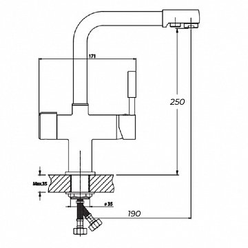 Смеситель для кухни Haiba HANS 021 с выходом для питьевой воды (цвет – нерж сталь) (HB3914) - фото