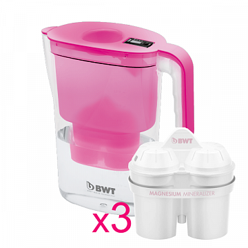 Фильтр-кувшин BWT Vida electronic 2,6л (розовый) + 3 картриджа - фото