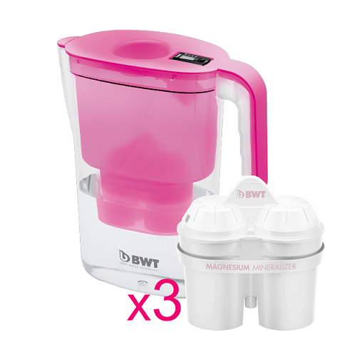 Фільтр-глечик BWT Vida electronic 2,6л (рожевий) + 3 картриджа - фото