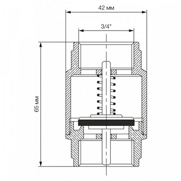 Обратный клапан Bonomi EUROPA Ø3/4'' PN25 -20/+100°C, латунный шток (10000006) - фото