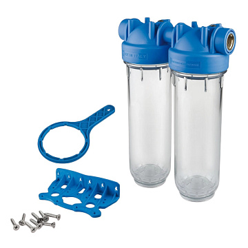 Фільтр-колба ATLAS FILTRI DP DUO TS (прозорий) Ø3/4" OT (латунь) 10'' 45°C 8 bar KIT ZA3110680 - фото