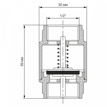 Обратный клапан Bonomi EUROPA Ø1/2'' PN25 -20/+100°C, латунный шток (10000004) - фото