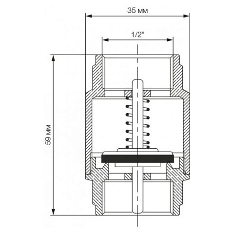 Обратный клапан Bonomi EUROPA Ø1/2'' PN25 -20/+100°C, латунный шток (10000004) - фото