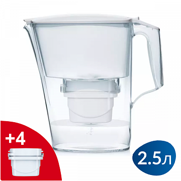 Фильтр-кувшин Aqua Optima Liscia (белый) + 4 картрижа - фото