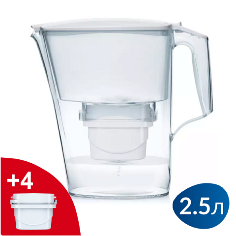 Фільтр-глечик Aqua Optima Liscia (білий) + 4 картрижа - фото