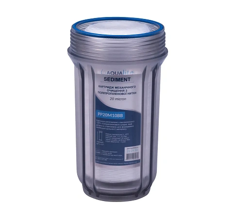 Картридж из полипропиленовой нити Aqualite PP20M10BB Ø108x255мм 20mcr 45°C (очистка от механических примесей) - фото