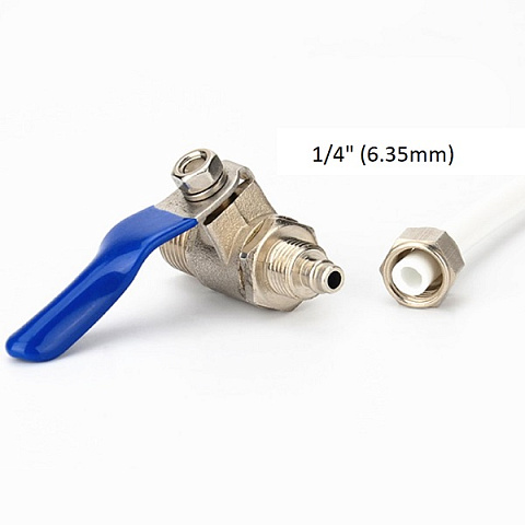 Шаровый кран для подключения фильтра BV1414 1/4''НР - трубка Ø6мм (1/4) - фото