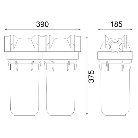 Магистральный фильтр Atlas Filtri DP BIG DUO TS (прозрачный) Ø1" IN (пластик) 10'' 45°C 8,3bar ZA1702711 (без картриджа) - фото