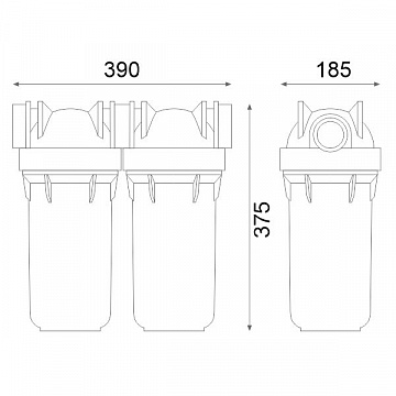 Магистральный фильтр Atlas Filtri DP BIG DUO AB (голубая) Ø1" IN (пластик) 10'' 45°C 8,3bar ZA1702712 (без картриджа) - фото