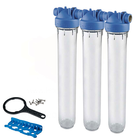 Тройной фильтр Atlas Filtri DP TRIO TS (проз.) Ø3/4'' OT (латунь) 20'' 45° 8 bar KIT ZA1401401 - фото