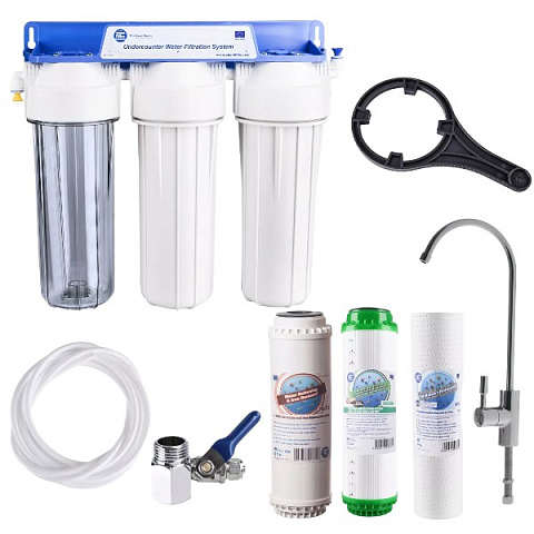 Проточний фільтр питної води Aquafilter FP3-K1 під кухонну мийку з краном питної води - фото