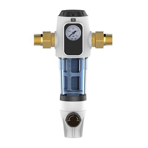 Фильтр сетчатый Canature CPF-4-M Ø3/4'' 40мкм с поворотным креплением 360 и манометром - фото