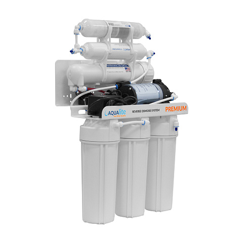 Фильтр обратного осмоса с насосом Aqualite Premium 6-50P с мембраной Filmtec 50GPD с минерализатором (AQP6-50P) - фото