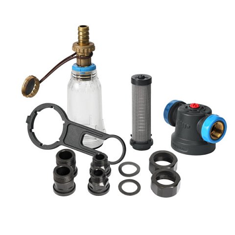 Самопромывающийся фильтр Ecosoft 2P SAN 1/2''-3/4'' 45°C 8bar с картриджем 250мкр из нержавеющей стали FFNS2P1522 - фото