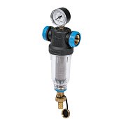 Самопромивний фільтр Ecosoft 2P SAN 1/2''-3/4'' 45°C 8bar з картриджем 250мкр з нержавіючої сталі FFNS2P1522 - фото