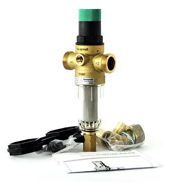 Промивний фільтр з редуктором Resideo (Honeywell) FK06-1/2AA DN15 100мкм 40°C 16bar (очищення від механічних домішок) - фото