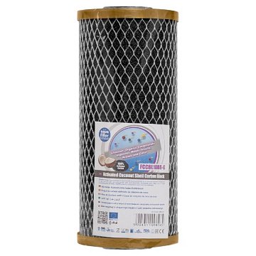 Картридж с прессованным кокосовым углем Aquafilter FCCBL10BB-G Ø107x250мм 45°C (очистка от хлора и органических загрязнений) - фото