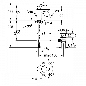 Смеситель для умывальника GROHE BauLoop 23335000 - фото