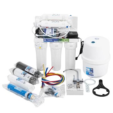 Фільтр зворотного осмосу з помпою Aquafilter RO6-75P (FRO5MP) RP65139715 з мембраною 75GPD та мінералізатором Aimro - фото