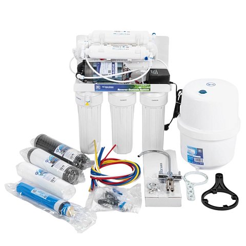 Фільтр зворотного осмосу з помпою Aquafilter RO6-75P (FRO5MP) RP65139715 з мембраною 75GPD та мінералізатором Aimro - фото