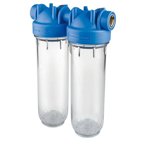 Фільтр-колба ATLAS FILTRI DP DUO TS (прозорий) Ø1/2" OT (латунь) 10'' 45°C 8 bar KIT ZA3100680 - фото