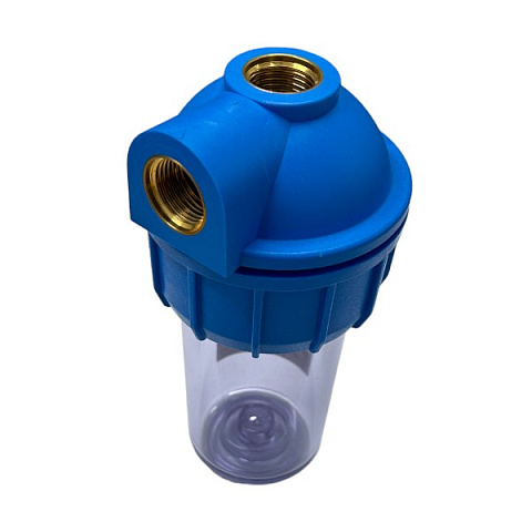 Корпус фільтра кутовий Atlas Filtri MIGNON PLUS S3P (прозора) Ø1/2" (латунь) 5'' 45°C 8bar (без картриджа) - фото