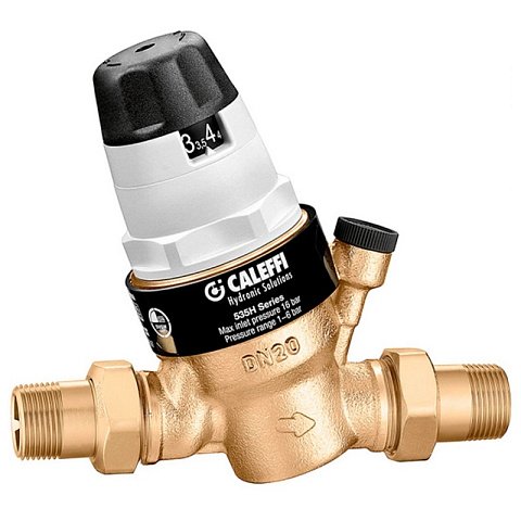 Редуктор зниження тиску Caleffi 535050H DN25 1'' 25бар 80°C зі з'єднанням для манометра - фото