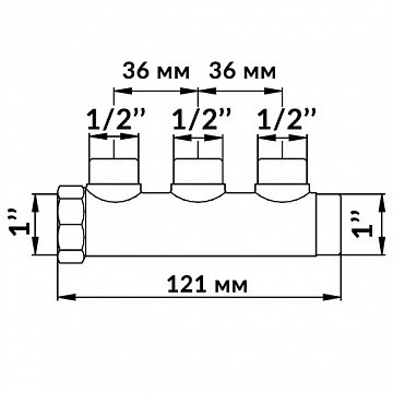 Колектор Bianchi 203 1''x1/2'' з 3 виходами - фото