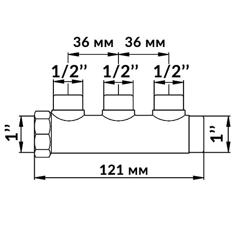 Колектор Bianchi 203 1''x1/2'' з 3 виходами - фото