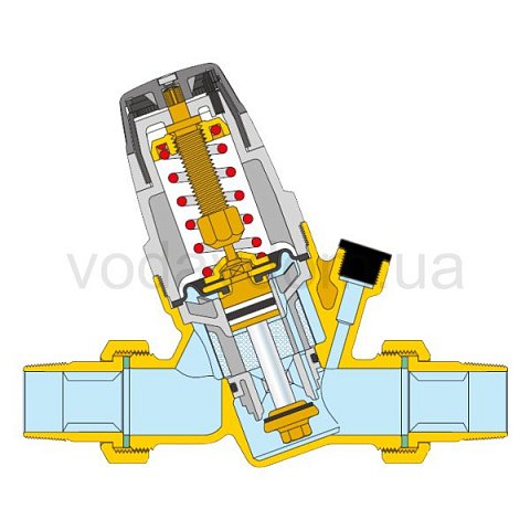Редуктор зниження тиску Caleffi 535040 DN15 1/2'' 25бар 40°C зі з'єднанням для манометра - фото