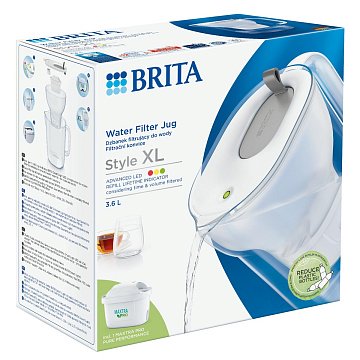 Фильтр-кувшин Brita Style XL LED Серый 3.6/2,4л с картриджем Maxtra (световая LED индикация) - фото