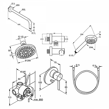 Набір змішувачів для ванної Kludi Bozz 7in1 386300576 - фото