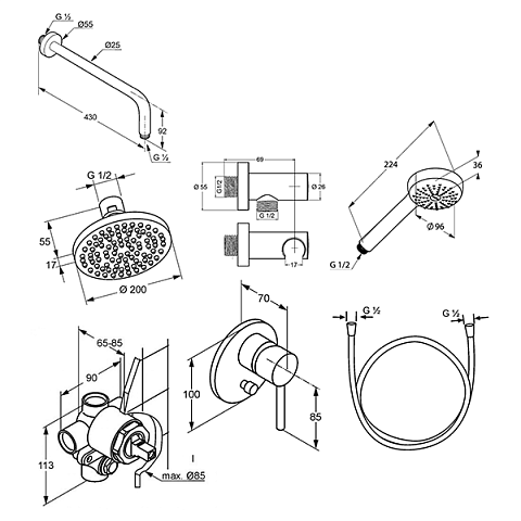 Набір змішувачів для ванної Kludi Bozz 7in1 386300576 - фото
