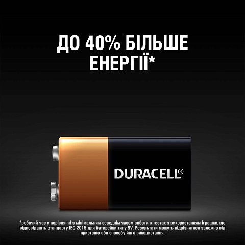 Лужні батарейки Duracell Basic 6LR61 MN1604 9V - фото