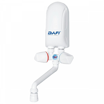 Проточный нагреватель Dafi 3,7кВт над мойкой с белым краном - фото