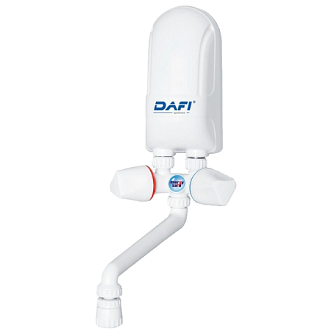 Проточный нагреватель Dafi 3,7кВт над мойкой с белым краном - фото