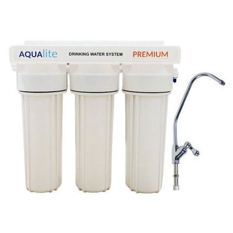 Проточный фильтр питьевой воды Aqualite TRIO под кухонную мойку с краном питьевой воды - фото