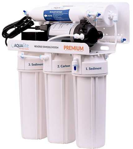 Фильтр обратного осмоса с насосом Aqualite Premium 5-50P с мембраной Filmtec 50GPD (AQP5-50P) - фото