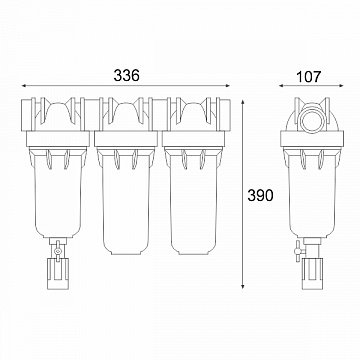 Фильтр Atlas HYDRA RAINMASTER TRIO Ø1/2'' + картриджи RAH, LA, FA 45°C 8bar RA6095214 - фото